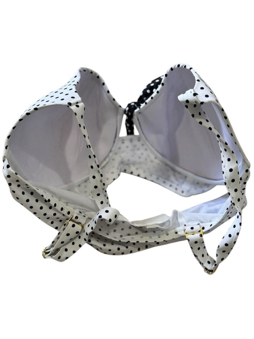 Swimsuits For All Bikini Sz 38G/20 Black White Polka Dot Bow High Waist Brief - Picture 3 of 11